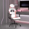 vidaXL Gaming-Stuhl mit Massage & Fußstütze Weiß und Rosa Produktbild-Vorschau 2