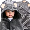 A baby wearing an elephant-themed hooded towel. Produktbild-Vorschau