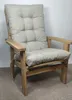 A light-colored cushion on a wooden chair against a plain background. Produktbild-Vorschau