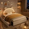 Kinder-Polsterbett 140x200cm in Beige mit Bären-Kopfteil, 4 Produktbild-Vorschau 1