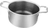 A stainless steel pot with a honeycomb pattern inside. Produktbild-Vorschau