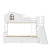 A white bunk bed with a slide and drawers, shown against a white background. Podgląd zdjęcia produktu