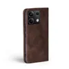 A brown flip cover phone case for a Xiaomi Redmi Note 13 Pro 5G is shown on a white background. Produktbild-Vorschau