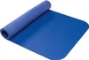 A blue yoga mat is partially unrolled on a white background. Produktbild-Vorschau