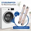 A washing machine is shown with two shock absorbers in the foreground, with text overlays indicating product details. Produktbild-Vorschau