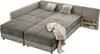 A sectional sofa bed in a neutral color palette, shown in its bed configuration. Produktbild-Vorschau