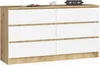 Akord Cassettiera 6 Cassetti Rovere/Bianco 138X40X77 Cm Anteprima dell’immagine prodotto 1