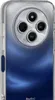 A clear, professional studio shot of a transparent phone case with a blue gradient design on the back. The camera module of the phone is visible through the case. Produktbild-Vorschau