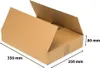 A brown cardboard box with its flaps open, showing dimensions. Podgląd zdjęcia produktu