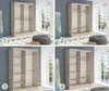 A collage of four images showing different configurations of a wardrobe. Produktbild-Vorschau