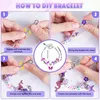 A collage of four images showing the steps to create a DIY bracelet, with a central inset image of a finished bracelet. Produktbild-Vorschau