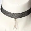 Gothic Choker Kropfband mit Straß Eiffelturm Anhänger Produktbild-Vorschau 1