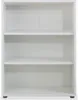 An empty white bookshelf with three shelves. Produktbild-Vorschau