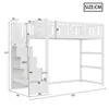 A diagram of a white bunk bed with dimensions indicated by numbers and lines. Produktbild-Vorschau