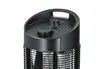 A close-up view of the top of a black heater with two control knobs and a carrying handle. Produktbild-Vorschau