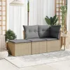 Gartenhocker mit Kissen Beige 55x55x37 cm Poly Rattan Produktbild-Vorschau 3