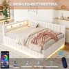 Polstrovaná postel 140x200 cm, rozkládací pohovka s LED Náhled obrázku produktu 6