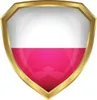 A shield-shaped graphic with the Polish flag colors, framed by a gold border. Produktbild-Vorschau