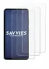 Three clear screen protectors are shown layered over a smartphone. Produktbild-Vorschau