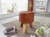 FineBuy Stolička Pravá koža / masívne drevo 35x46x35 cm Náhľad obrázku produktu 3