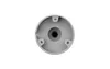 The underside of a white mounting bracket for a security camera. Voir les images du produit