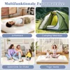 A collage of four images showing different uses of a futon mattress: as a sleeping bag, camping mattress, play mat for children, and yoga mat. Produktbild-Vorschau
