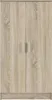 A full-front view of a light brown wooden shoe cabinet with two doors and visible wood grain. Produktbild-Vorschau