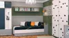 A child's bedroom with a daybed, a climbing wall, and shelving. Anteprima dell’immagine prodotto