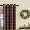 A festive Christmas scene with plaid curtains, a wreath, and decorated Christmas trees on a mantelpiece. Voir les images du produit