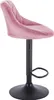 A pink velvet bar stool with a black metal base and adjustable height. Voir les images du produit