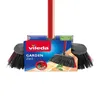 A Vileda Garden 2-in-1 broom with a red handle, set against a white background. The broom head is black and red, with gray plastic casing. Packaging is visible behind the broom head, featuring the Vileda logo and product details. Náhľad obrázku produktu