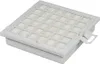 A white air filter cassette with a grid pattern on top and a handle on the side. Produktbild-Vorschau