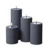 LED Stumpenkerze MIA - Kunststoff - realistische 3D Flamme - H: 10cm - outdoor - grau Produktbild-Vorschau