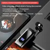 A close-up shot of a Bluetooth headset with a smartphone in the background, displaying marketing text. Produktbild-Vorschau