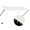 A white retractable awning with LED lights is shown against a white background. A close-up inset shows the LED lights. Náhľad obrázku produktu