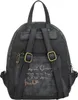 The back of a gray backpack with gold lettering. Voir les images du produit