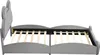 A gray upholstered bed frame with a headboard shaped like bear ears, shown from the side with the mattress slats visible. Náhľad obrázku produktu