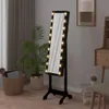 vidaXL Stojanové zrkadlo s LED diódou čierne 34x37x146 cm Náhľad obrázku produktu 2