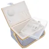 An open sewing box with a clear plastic organizer tray inside. Anteprima dell’immagine prodotto