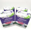 Four packages of Always Discreet sanitary pads are arranged in a diagonal formation on a white background. Produktbild-Vorschau