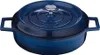 A blue enameled cast iron pot with a silver lid handle. Náhľad obrázku produktu
