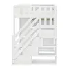 A white bunk bed with stairs and storage compartments, shown from the front. Anteprima dell’immagine prodotto