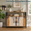 KOMFOTTEU Sideboard Holz mit 2 Schiebetüren & verstellbare Produktbild-Vorschau 4
