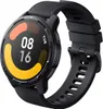 A close-up shot of a black smartwatch with a colorful watch face displaying the time and day. Náhľad obrázku produktu
