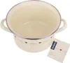 A cream-colored enamel pot with red heart decorations and a tag attached. Anteprima dell’immagine prodotto