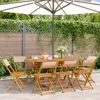 Gartenstühle 8 Stk. Klappbar Beige Stoff und Massivholz Produktbild-Vorschau 2