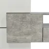 A close-up view of a modern TV cabinet with a textured gray surface and a white side panel. Produktbild-Vorschau