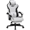 A white and black gaming chair with a headrest and lumbar support. Náhled obrázku produktu