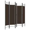 A four-panel room divider with a dark brown fabric and a black metal frame, shown against a white background. Podgląd zdjęcia produktu