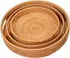 Handgewebtes Rattan-Tablett mit Griffen - Set von 3 Produktbild-Vorschau 1